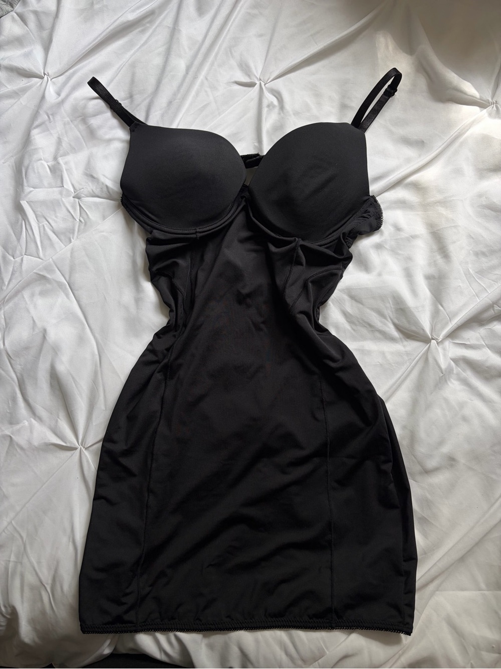 Black Shaping Slip Dress with bustier top and clasp open back design